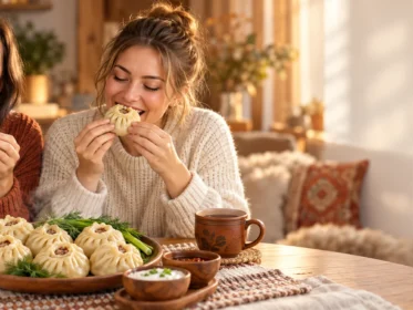 Внутри буузы — мясо и сок